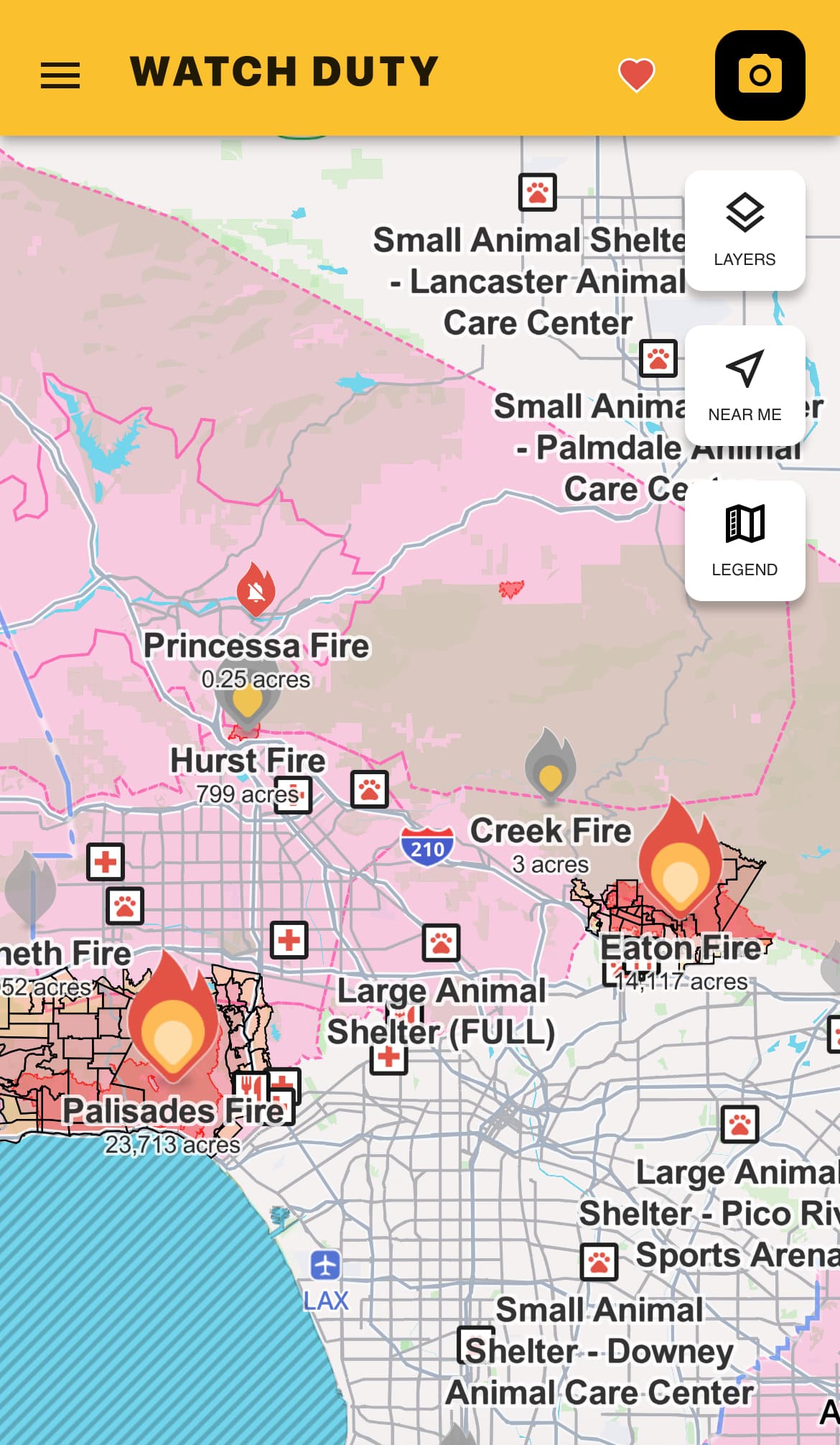 Screenshot of the fires in LA